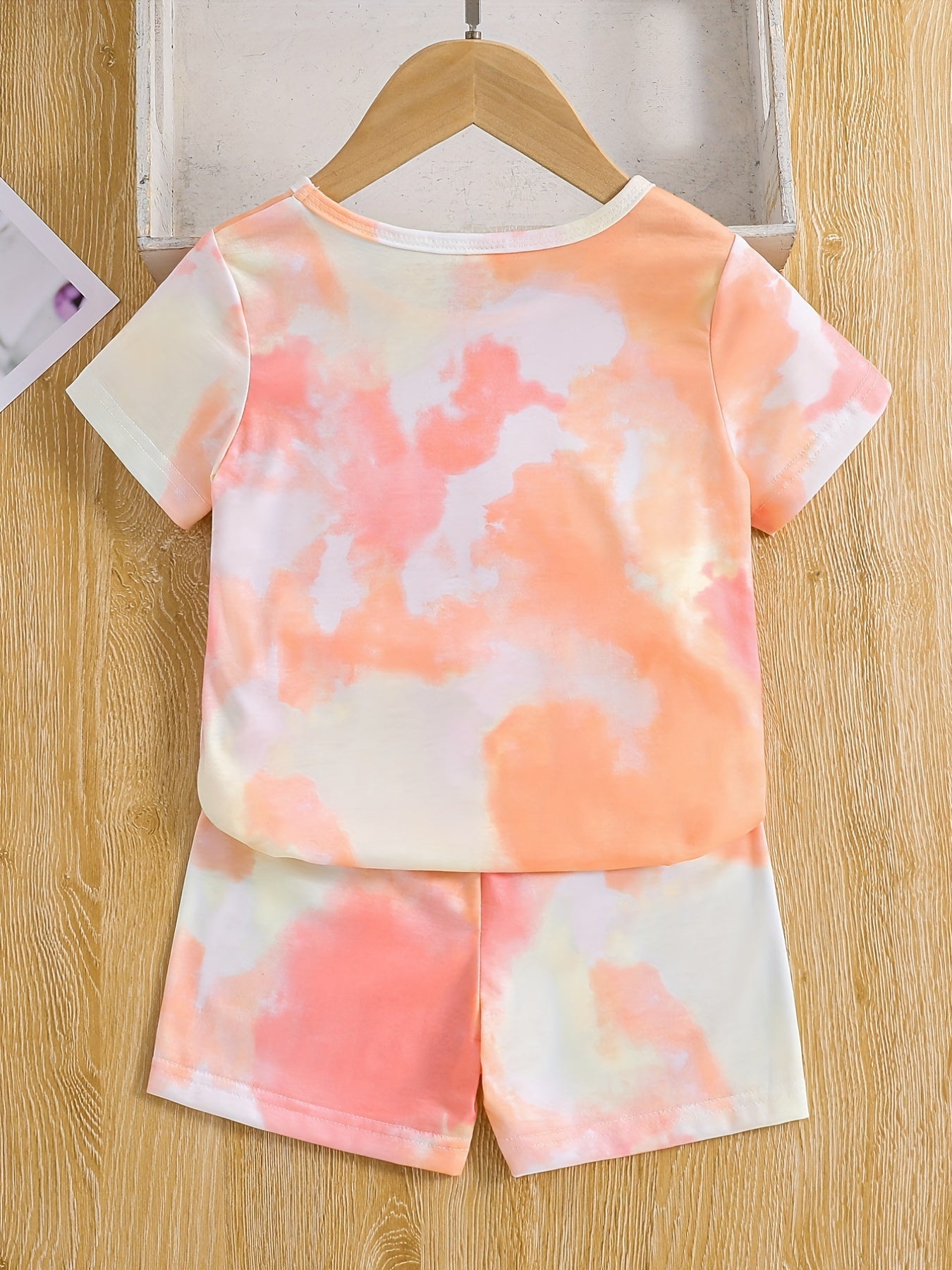 2pcs Girls Tie Dye T-Shirt & Shorts Set Kids Summer Clothes