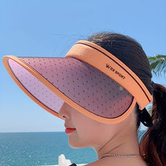 Photochromic Visor Hat UV Protection Breathable Ponytail Sun Hat