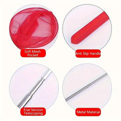 2pcs Summer Beach Fun Catch Bucket & Retractable Fishing Net Set