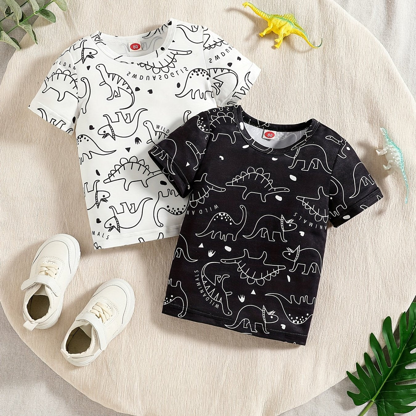 2pcs Baby Dinosaur Graphic T Shirt Comfy Tee Tops