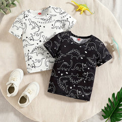 2pcs Baby Dinosaur Graphic T Shirt Comfy Tee Tops