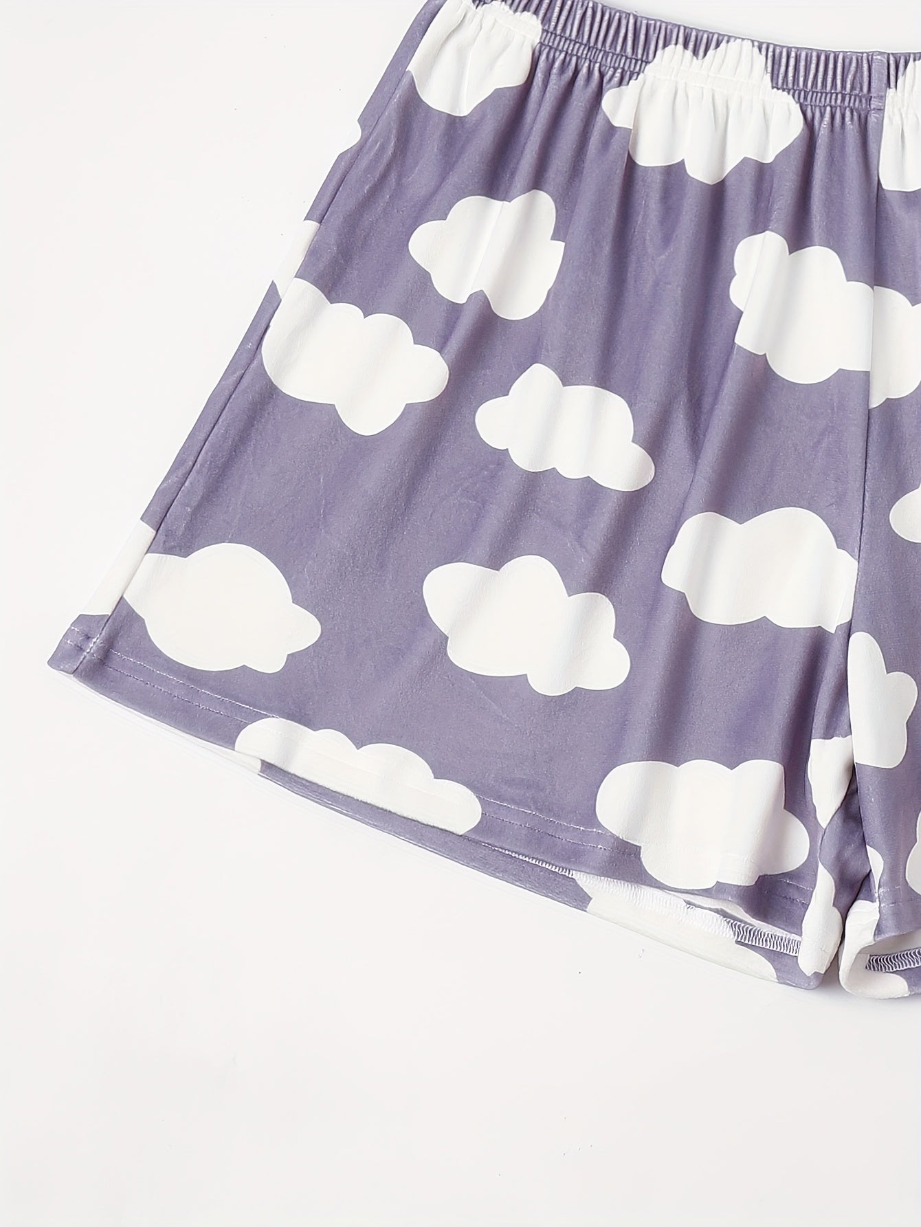 Cloud Print Flannel Loungewear Shorts