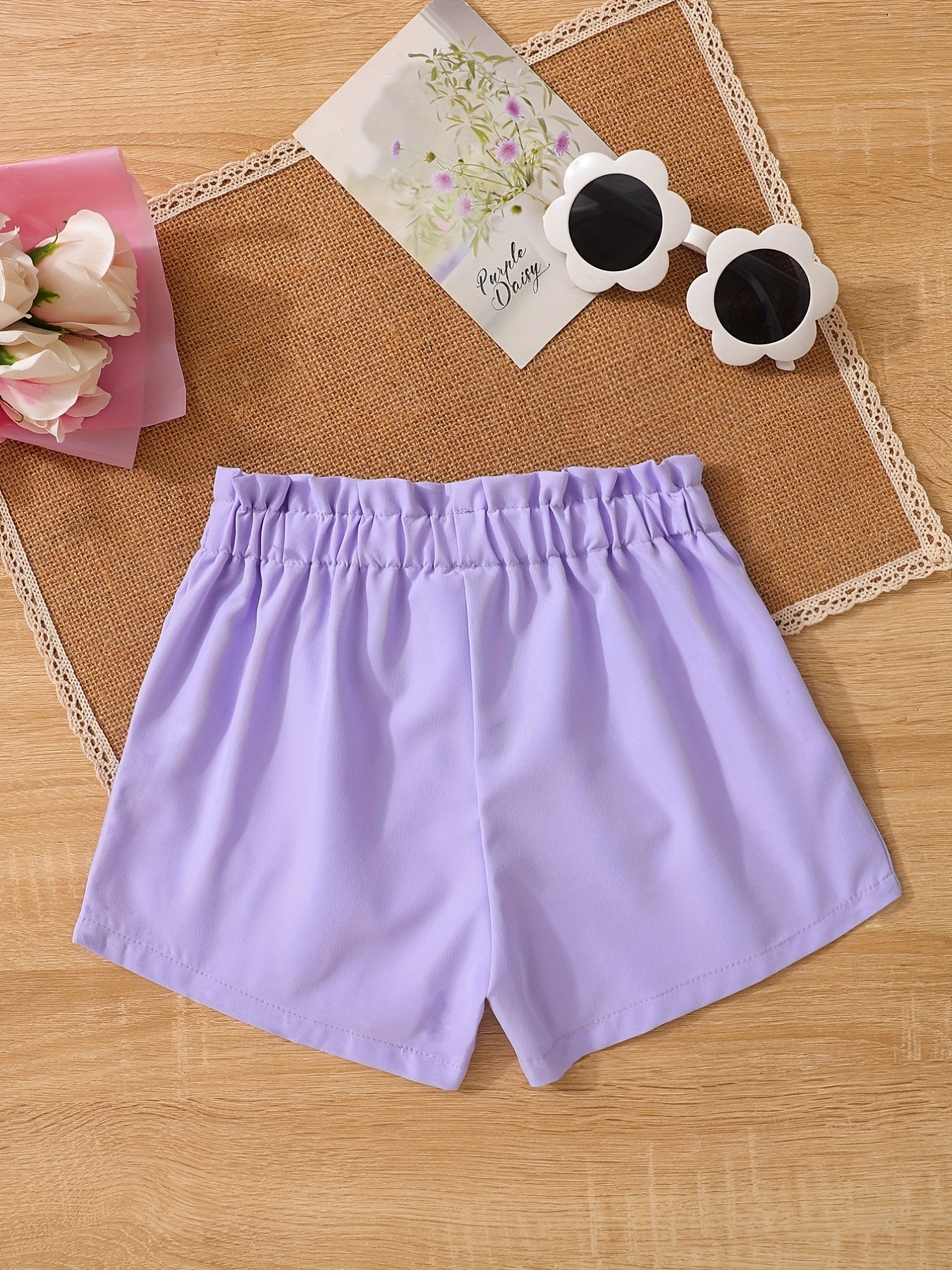 Toddler Girls Heart Graphic Paperbag Waist Sports Track Shorts