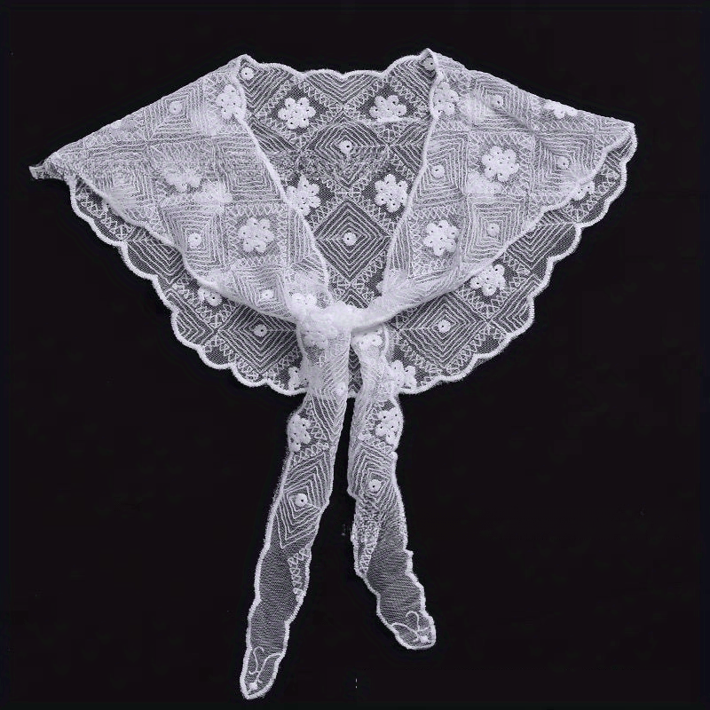 Cotton Lace Triangle Scarf with Lace Up Shawl