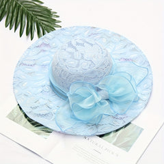 Mesh Flower Lace Sun Hat Solid Bucket Hat