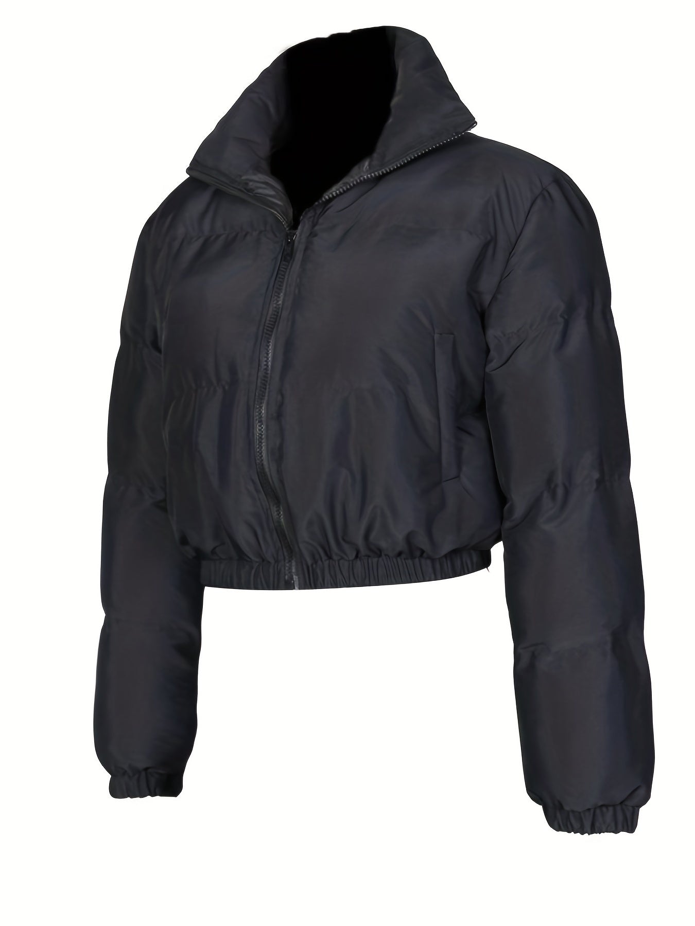 Zip Up Solid Parka Winter Warm Outerwear Women's Clothing