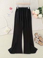 Girls Solid Loose Wide Leg Flare Pants