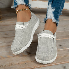 Women's Lightweight Canvas Shoes Low Top Lace Up Solid Casual Walking Shoes