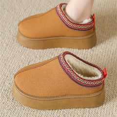 Women's Slip On Round Toe Non-slip Thick Sole Thermal Lined Shoes