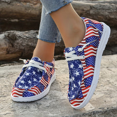 Women's Star Print Canvas Shoes Lightweight Lace Up Outdoor Shoes