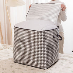 Houndstooth Pattern Storage Box Large Capacity Zipper Dustproof Organizer