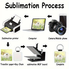10pcs Sublimation Blank Glitter Square Keychain PU Leather Single Side Print