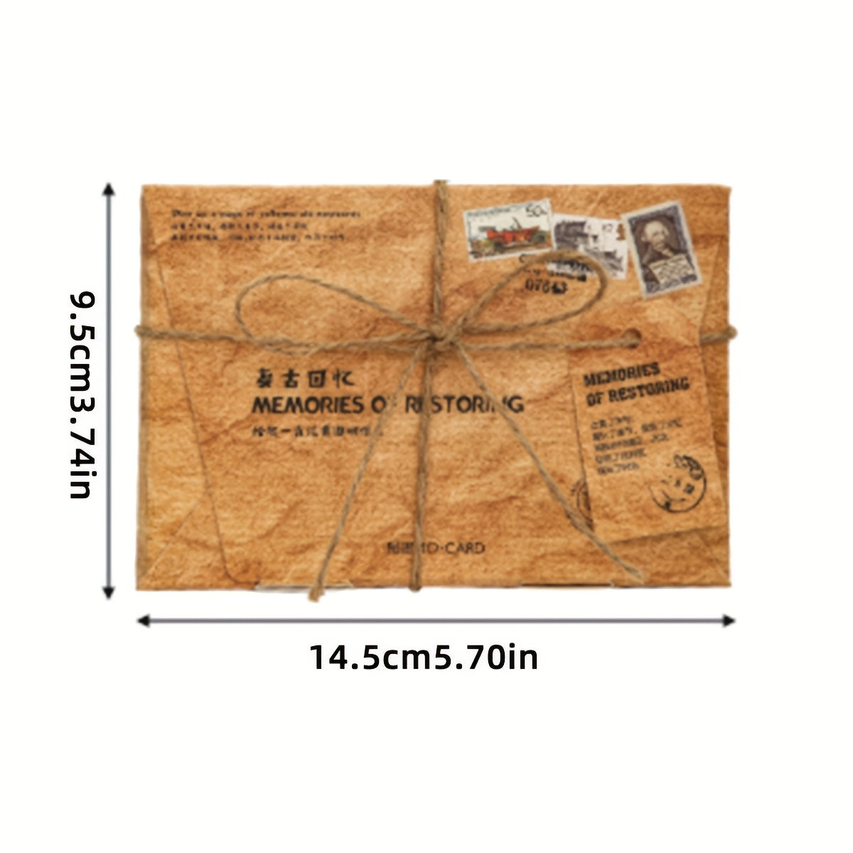 30 Retro Postcards with Hemp Rope