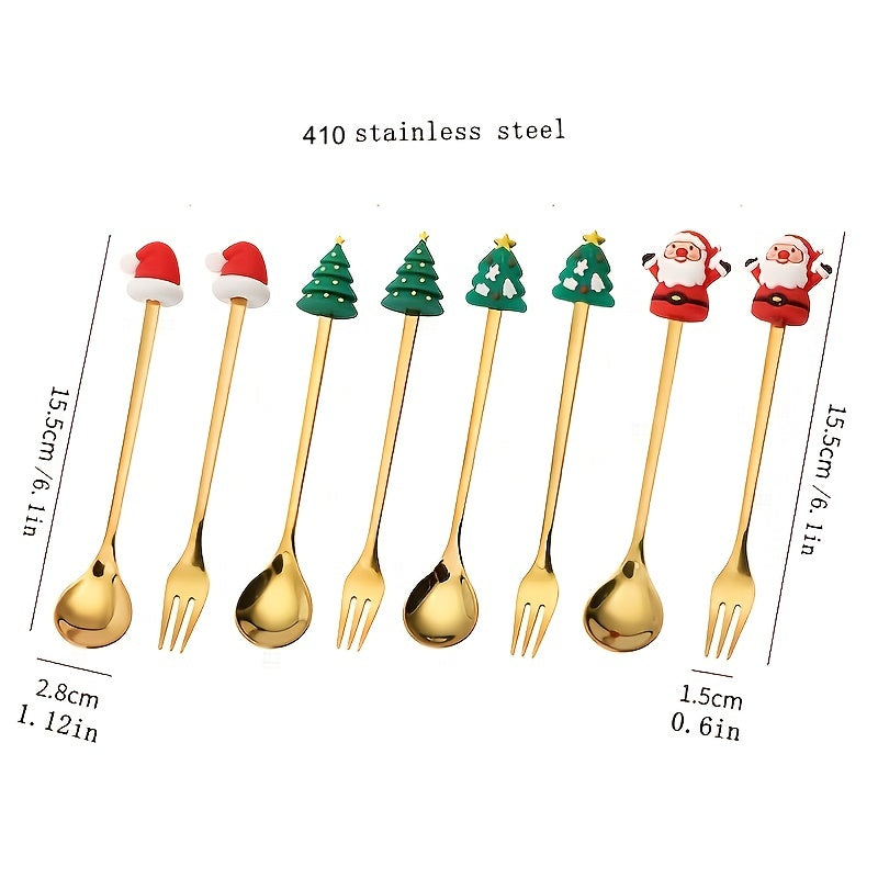 4pcs Santa Claus Christmas Tree Cutlery Set Holiday Dinnerware
