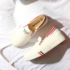 Women's Letter Decor Canvas Shoes Casual Slip On Outdoor Shoes