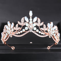 Pastel Night Sky Tiara Moonstone Rhinestones Clear & Milky Rhinestone Tiara