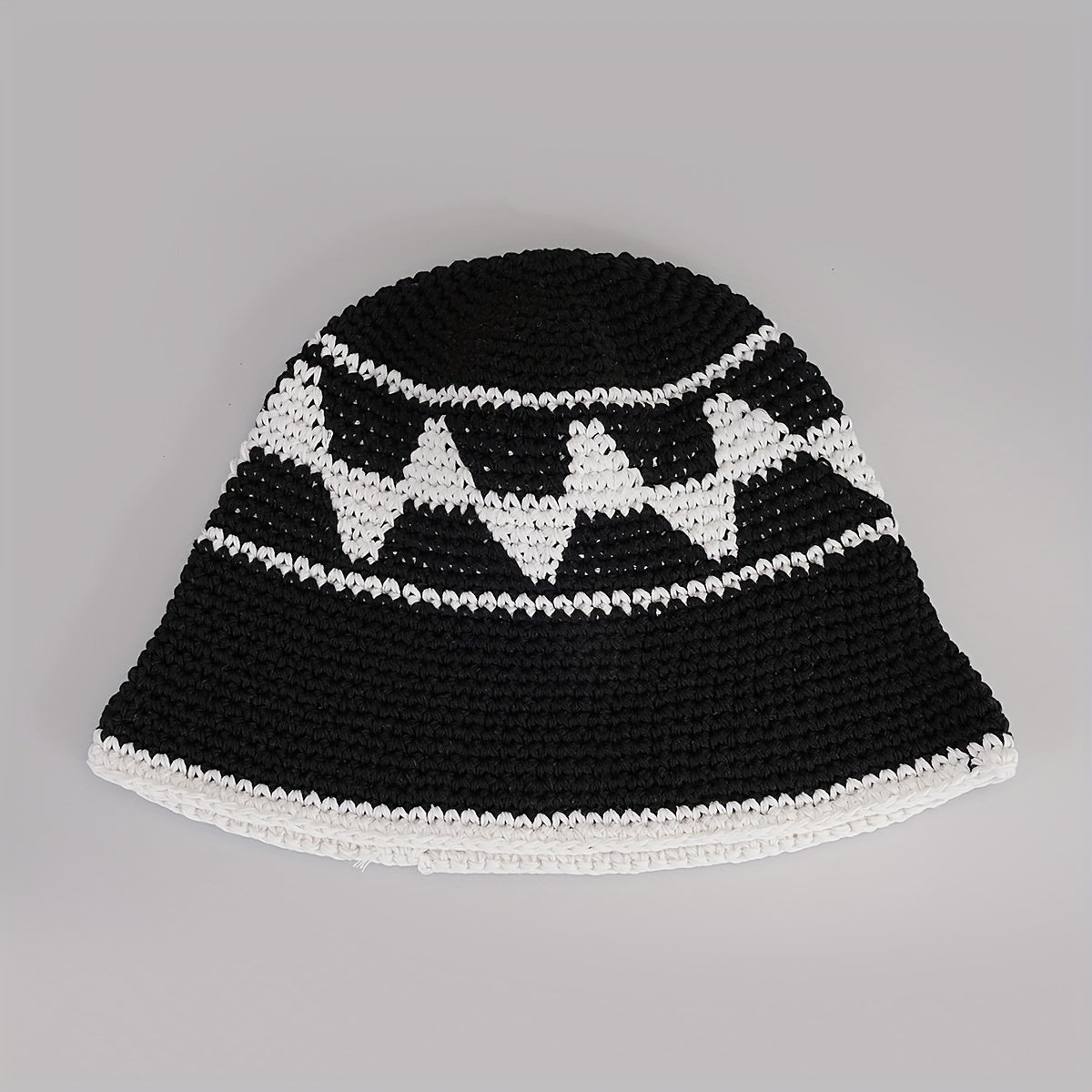 Vintage Plaid Crochet Bucket Hat Classic Basin Hat Casual Breathable Cloche Hats