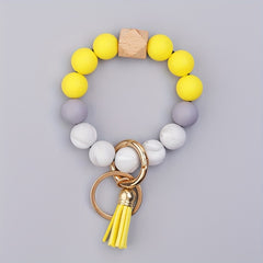 Silicone Bracelet Keychain with Tassel Ornament