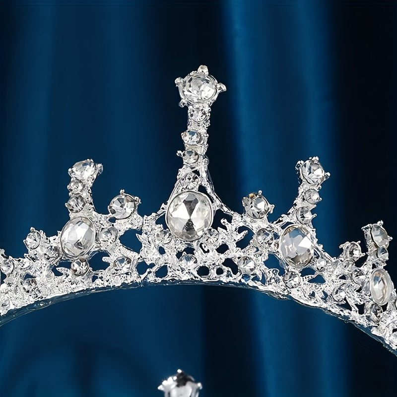 Vintage Court Style Crystal Crown Tiara Bridal Headband