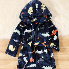 Kids' Animal Flannel Bathrobe Home Wear Plush Clothes