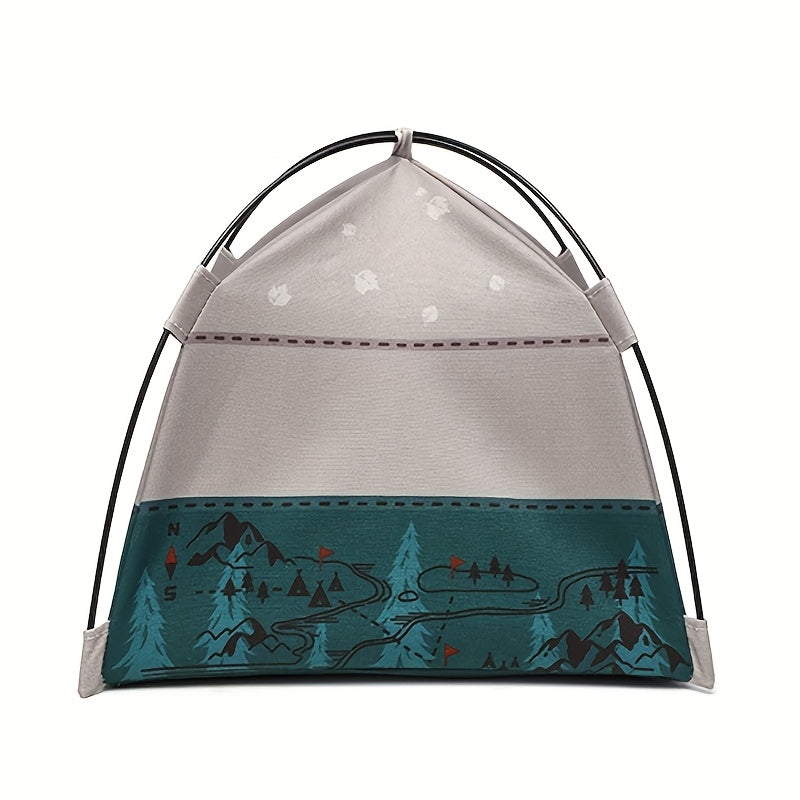 Mini Grey Doll Tent Portable Camping Scene Accessory Mesh Windows & Storage