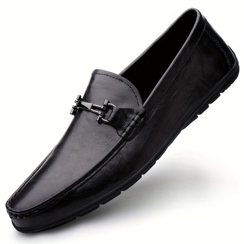 Men's Metallic Moccasin Loafers, Comfy Slip-On Shoes