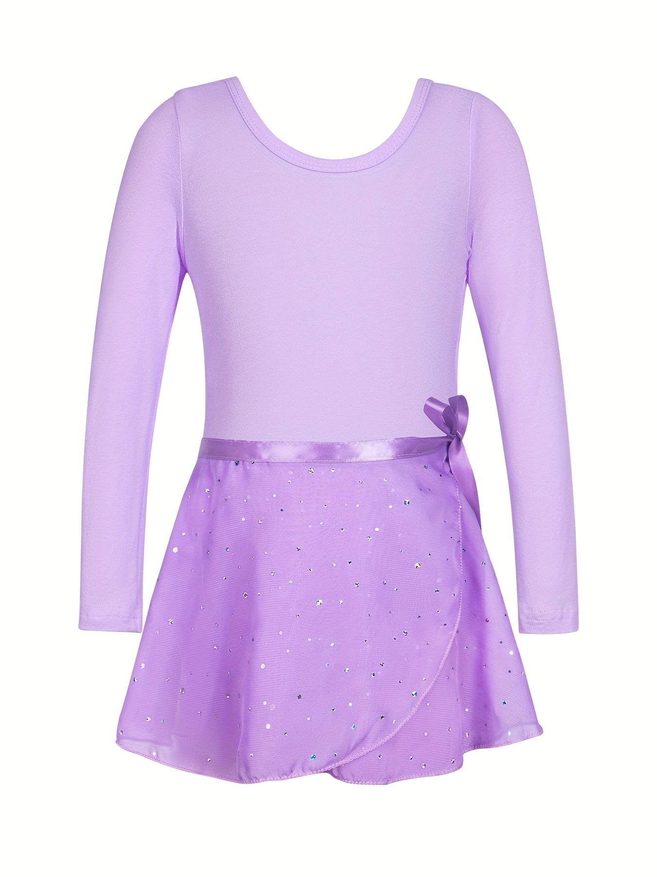 Girls Sequin Dancing Dress Long Sleeve Exercise Skirt