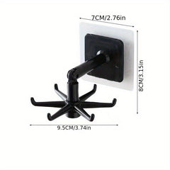 6-Hook Under Cabinet Utensil Holder, 360 Rotatable Kitchen Hooks