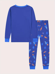 Rocket Pattern Kid's Pajamas Long Sleeve Top & Pants Set