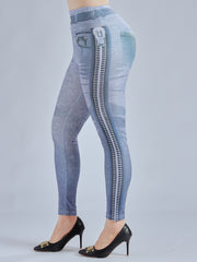 Denim Print Lifting Leggings Casual Sporty Skinny Leggings