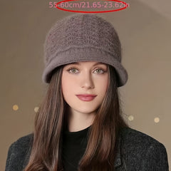 Thick Knitted Winter Hat for Women, Warm Bucket Headwear Gift for Mother