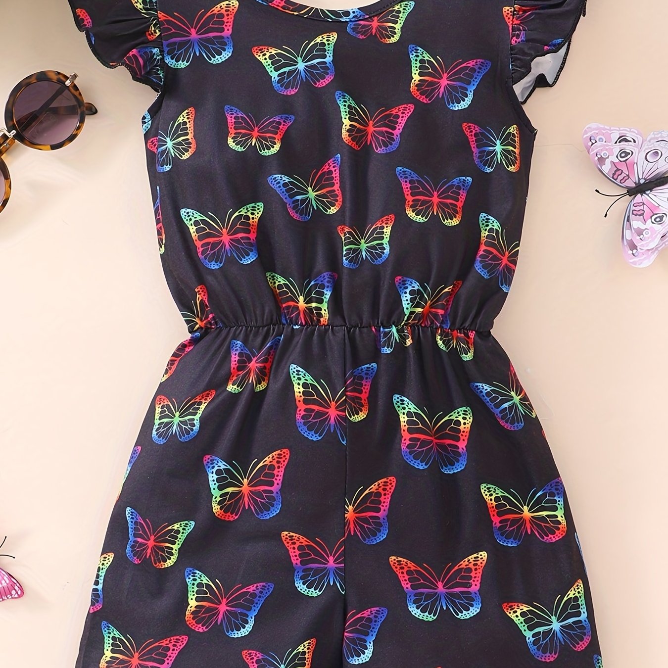 Toddler Kids Butterfly Graphic Backless Jumpsuit