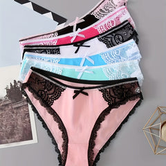 6pcs Lace Briefs Comfy Stretchy Intimates Panties Women's Lingerie