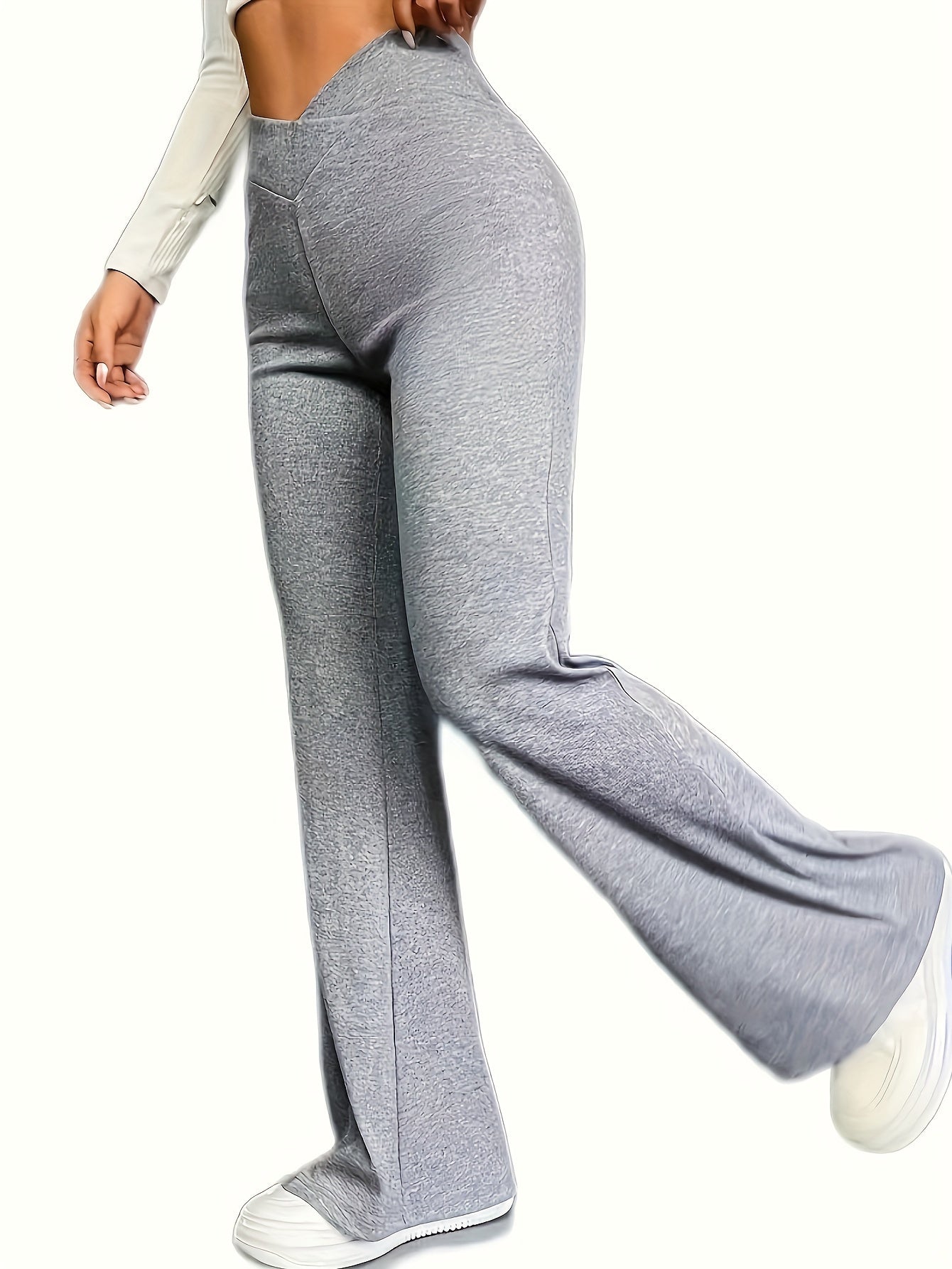 Heathered High Rise Flared Leg Pants