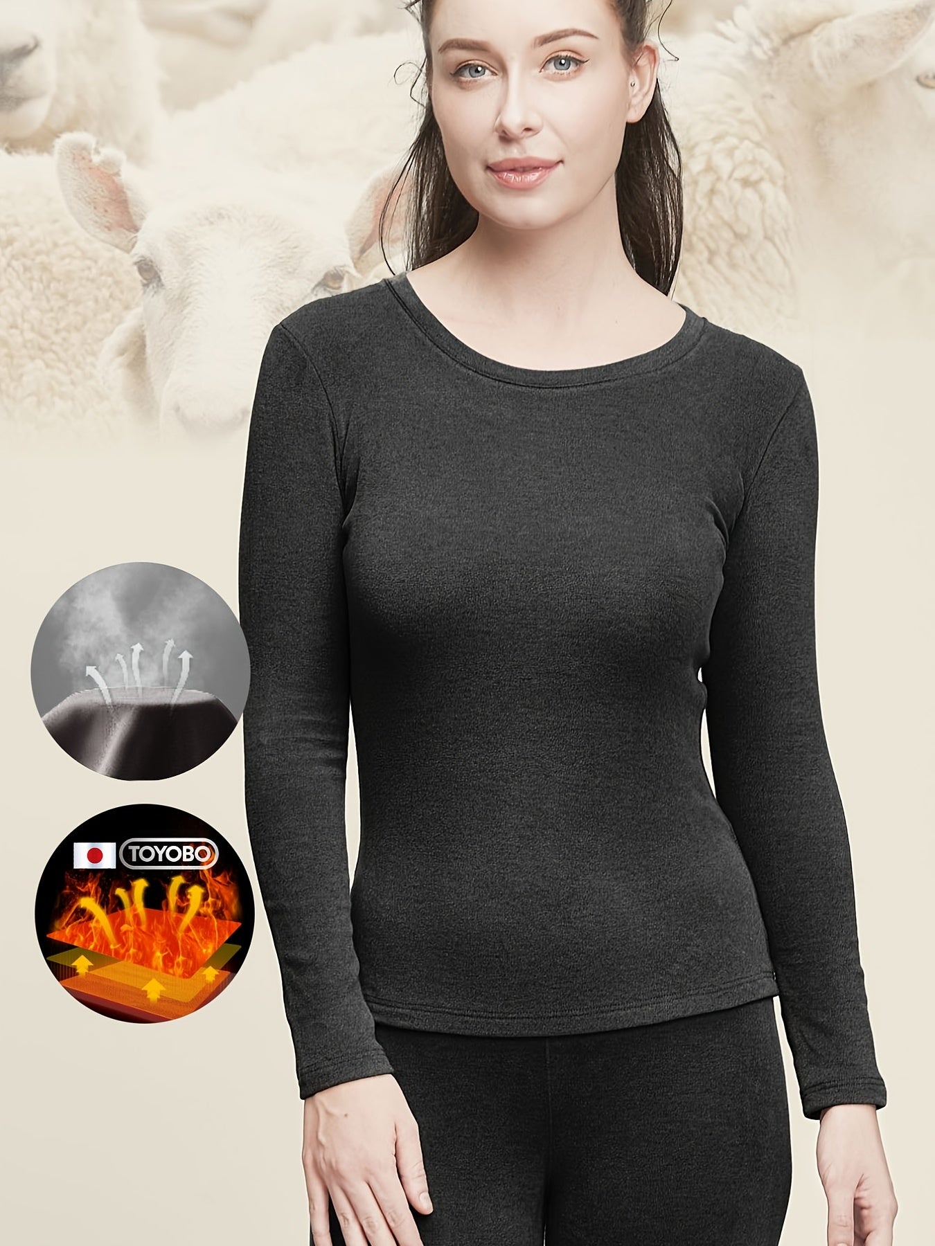 Women's Thermal Top - Thickened & Fuzzy Crew Neck Base Layer