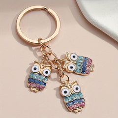 Owl Unicorn Keychain Glitter Animal Key Ring Purse Bag Backpack Key Charm