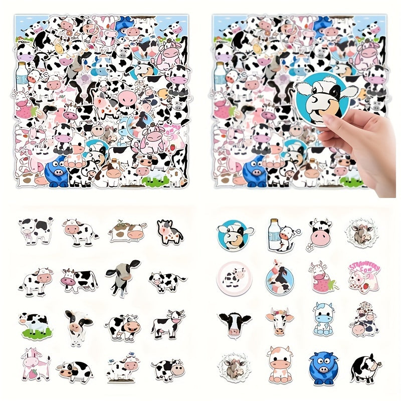 50pcs Cute Cow Doodle Stickers for Laptops, Phones, Desktops