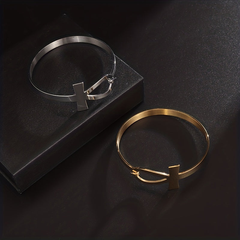 Stainless Steel Ancient Egypt Cross Bracelet Golden Silver Bangles