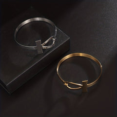 Stainless Steel Ancient Egypt Cross Bracelet Golden Silver Bangles
