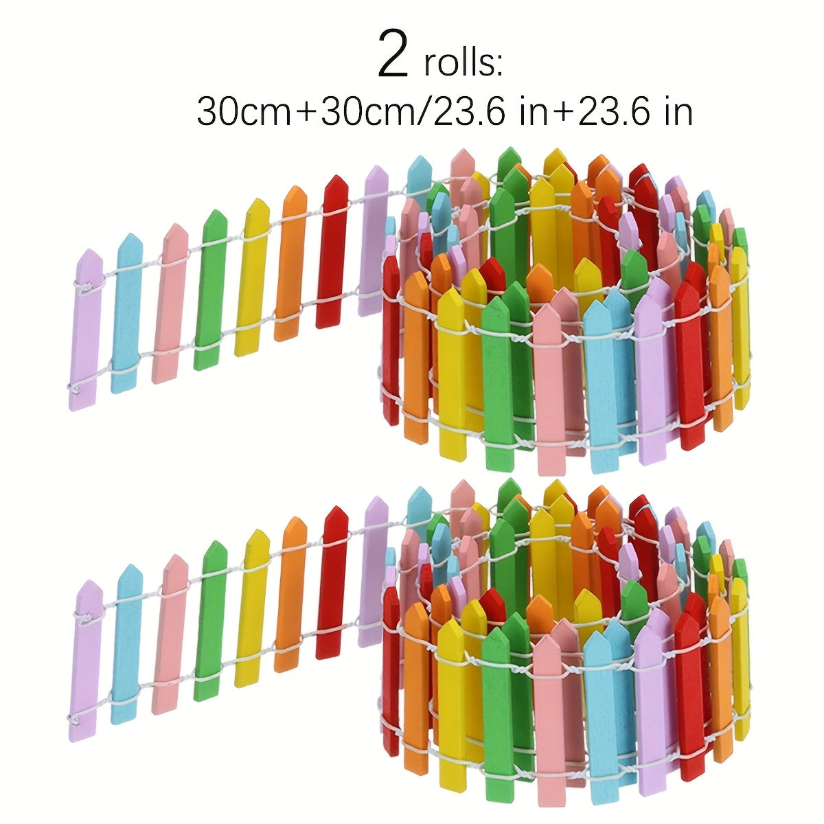1 2 Mini Rainbow Fairy Garden Fence Dollhouse Decoration