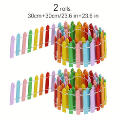 1 2 Mini Rainbow Fairy Garden Fence Dollhouse Decoration