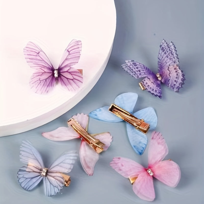 6-Piece Butterfly Hair Clip Set for Girls' Hair Styles