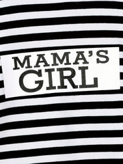 Girls' Striped & Letter Print Hoodie Top