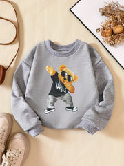 Girls' Dancing Bear Graphic Sweatshirt for Sports Party