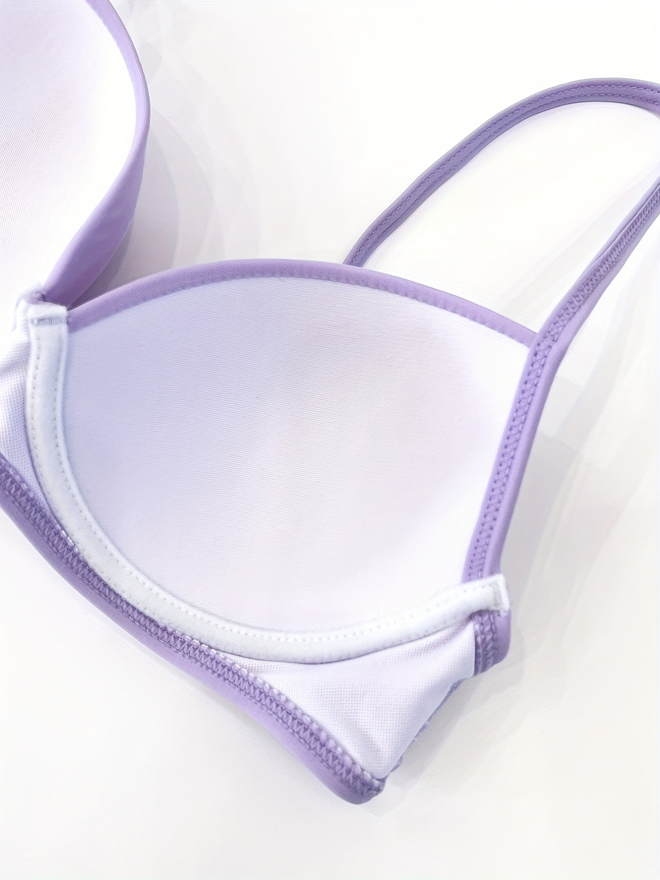 Purple V Neck Bikini Set Backless High Waisted Two Piece Swimsuit Women's Swimwe