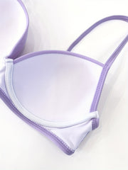 Purple V Neck Bikini Set Backless High Waisted Two Piece Swimsuit Women's Swimwe