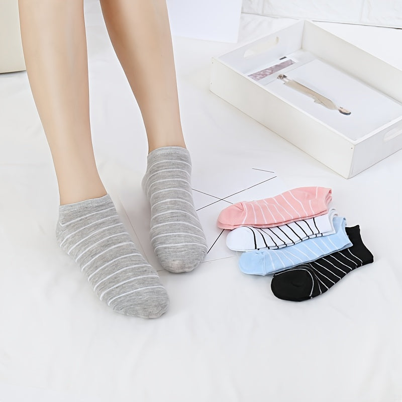 Striped Cotton Blend Ankle Socks Women's Stockings