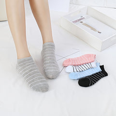 Striped Cotton Blend Ankle Socks Women's Stockings