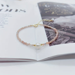 Strawberry Crystal Faux Pearl Bracelet for Girls