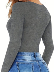 Slim Fit Long Sleeve Square Neck Bodysuit